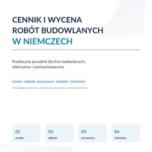 Okładka darmowego poradnika Cennik i wycena robót budowlanych w Niemczech — Michał Rożeń, MR Elektryk